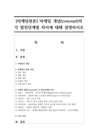 [마케팅원론] 마케팅 개념(concept)의 각 발전단계별 차이에 대해 설명하시오