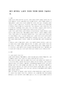제가 생각하는 노동의 가치와 의미에 대하여 기술하시오.