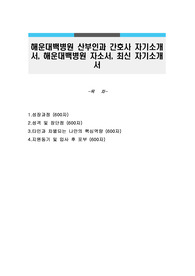 해운대백병원 산부인과 간호사 자기소개서, 해운대백병원 자소서, 최신 자기소개서