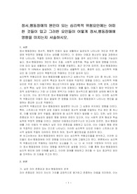 정서,행동장애의 원인이 되는 심리학적 위험요인에는 어떠한 것들이 있고 그러한 요인들이 어떻게 정서,행동장애에 영향을 미치는지 서술하시오.
