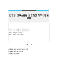 법무부 대구소년원 의무과장 직무수행계획서