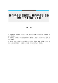SBI저축은행 금융영업, SBI저축은행 금융영업 자기소개서, 자소서