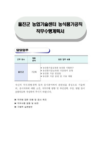 울진군 농업기술센터 농식품가공직  직무수행계획서