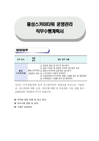 홍성스카이타워 운영관리 직무수행계획서