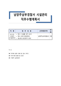남양주남부경찰서 시설관리 직무수행계획서