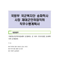 국방부 국군복지단 송파학사 사장 제대군인취업직위 직무수행계획서