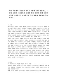 에밀 뒤르켐의 자살론의 3가지 유형에 대해 설명하고, 다음의 사례가 사회제도의 변화에 미친 영향에 대해 본인의 생각을 쓰시오.(단, 사회제도에 대한 내용을 포함하여 작성하시오.)