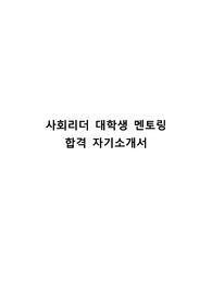 사회리더 대학생 멘토링 합격 자기소개서
