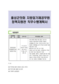 홍성군의회 지방임기제공무원 정책지원관 직무수행계획서