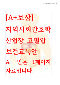 [A+보장]지역사회간호학 산업장 고혈압 보건교육안, 교육 계획서, 보건계획, 보건교육 자료입니다.