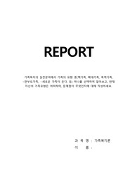 가족복지의 실천분야에서 가족의 유형 중(핵가족, 확대가족, 폭력가족, ~한부모가족, ~새로운 가족이 온다. 등) 하나를 선택하여 알아보고, 현재 자신의 가족유형은 어떠하며, 문제점이 무엇인지에 대해 작성하세요.