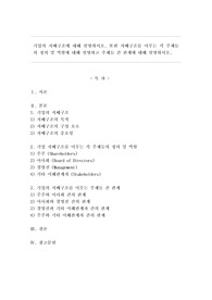 기업의 지배구조에 대해 설명하시오. 또한 지배구조를 이루는 각 주체들의 정의 및 역할에 대해 설명하고 주체들 간 관계에 대해 설명하시오.
