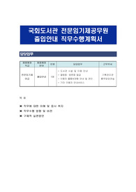 국회도서관 전문임기제공무원 출입안내 직무수행계획서