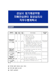 성남시 임기제공무원 치매안심센터 임상심리사 직무수행계획서