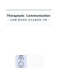 A+ 정신건강간호학 조현병 환자와의 의사소통과정 기록지