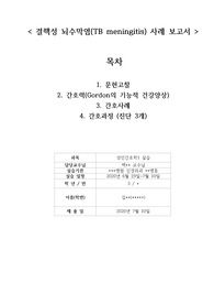 결핵성 뇌수막염 케이스 스터디 간호진단 3개, 간호중재 3개