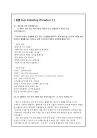 성인간호 시뮬레이션 통합 실습 Peer Debriefing 성찰일지 Worksheet 레포트