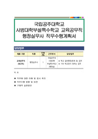국립공주대학교 사범대학부설특수학교 교육공무직 행정실무사 직무수행계획서