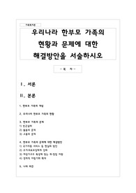 우리나라 한부모 가족의 현황과 문제에 대한 해결방안을 서술하시오