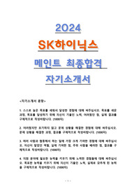 2024 SK 하이닉스 메인트 메인터넌스 maintenance 최종합격 자기소개서