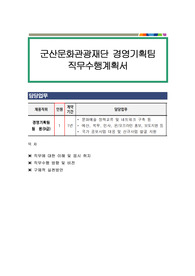 군산문화관광재단 경영기획팀 직무수행계획서