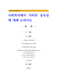 사회복지에서 가치의 중요성에 대해 논하시오