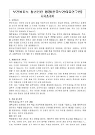 보건복지부 청년인턴 행정(한국보건의료연구원) 자기소개서, 직무수행계획서