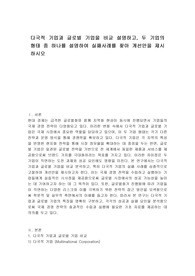 다국적 기업과 글로벌 기업을 비교 설명하고, 두 기업의 형태 중 하나를 설명하여 실패사례를 찾아 개선안을 제시하시오