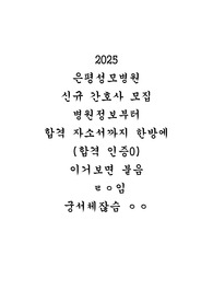 2025 은평성모병원 신규 간호사 모집 병원정보부터 합격 자소서까지 한방에 (합격 인증O)