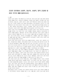 건강의 정의에서 신체적, 정신적, 사회적, 영적 건강에 대하여 각각의 예를 들어보시오.