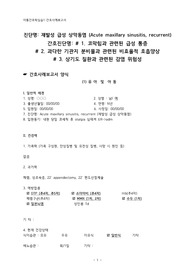 [아동간호학] A+ 재발성 급성 상악동염 (Acute maxillary sinusitis, recurrent), 코막힘과 관련된 급성 통증, 과다한 기관지 분비물과 관련된 비효율적 호흡양상, 상기도 질환과 관련된 감염 위험성