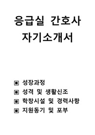 응급실 간호사 자기소개서 ,성장과정,성격 및 생활신조 ,학창시설 및 경력사항 ,지원동기 및 포부,성장과정