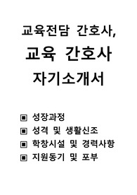 교육 전담 간호사 자기 소개서, 교육 간호사 자기소개서