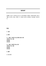 자신이 거주하는(시.군.구) 자치단체에서 제정한 사회복지관련 조례 2개를 조사하고 해당 조례의 각 조항에 입각한 문제점과 개선점을 작성하시오