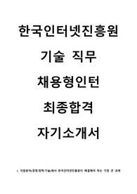 한국인터넷진흥원 채용형인턴 기술 직무 최종합격 자기소개서