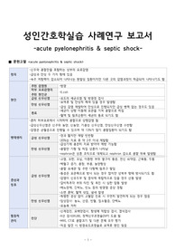 성인간호학실습,급성신우신염, 신우신염, 케이스스터디, 간호진단 3개, 중재 각각 5개 이상, 우선순위적용 이유 포함 (감염과 관련된 고체온, 부적절한 혈액량 분배와 관련된 심박출량 감소, 식욕부진과 관련된 영양불균형)