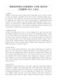 행정중심복합도시건설청에서 근무할 청년인턴(국제협력) 자기 소개서
