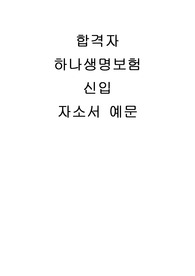 하나생명보험 자소서