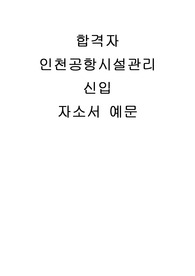 인천공항시설관리 자소서