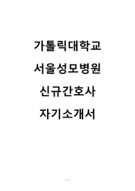 2026 가톨릭대학교 서울성모병원 신규간호사 자기소개서