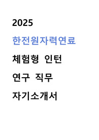 한전원자력연료 체험형 인턴 연구 직무 자기소개서
