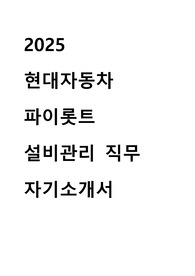 현대자동차 파이롯트 설비관리 자기소개서 예문