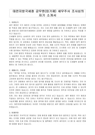 대전지방국세청 공무원(임기제) 세무주사 조사심의 자기 소개서, 직무수행계획서