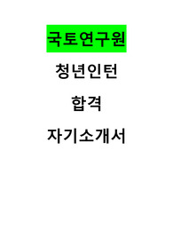국토연구원 청년인턴 합격 자기소개서