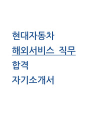 2024 현대자동차 해외서비스 직무 합격 자기소개서