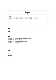 일탈 행위의 이론을 나열하고 각 이론의 특징을 서술하시오.
