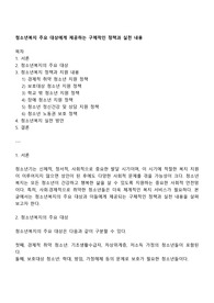 청소년복지 주요 대상에게 제공하는 구체적인 정책과 실천 내용