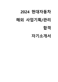 2024 현대자동차 해외 사업기획 직무 합격 자기소개서