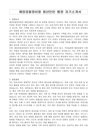 해양경찰정비창 청년인턴 행정 자기소개서
