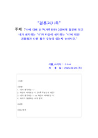[결혼과가족] 나에 대해 친구(가족포함) 3인에게 질문해 보고 내가 생각하는 &#039;나&#039;와 타인이 생각하는 &#039;나&#039;에 대한 공통점과 다른 점은 무엇이 있는지 논하시오.